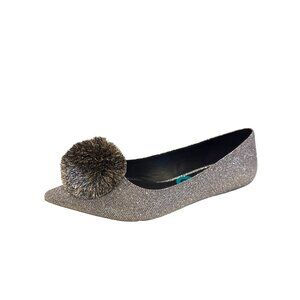 Kate Spade New York Amour Pom Flats Size 8B Glitter Accent Pointed Toe Ballet